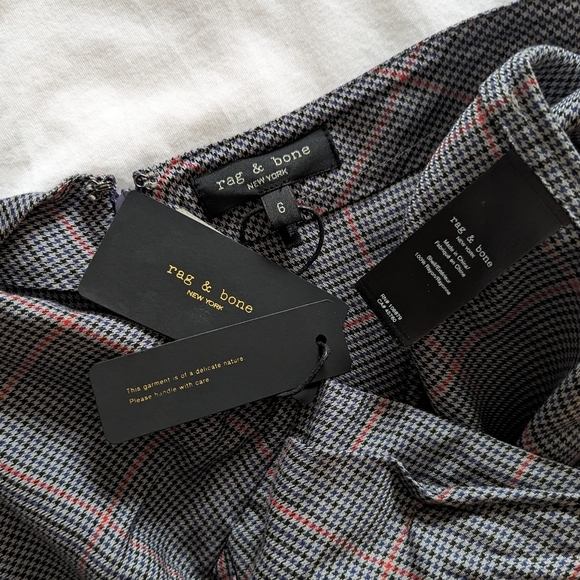 rag & bone Midi Skirt Amber Plaid Gathered Twist Waist Slit Grey Multi 6 NWT - Picture 12 of 13